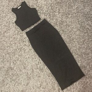 Crop Top and Midi Skirt Set